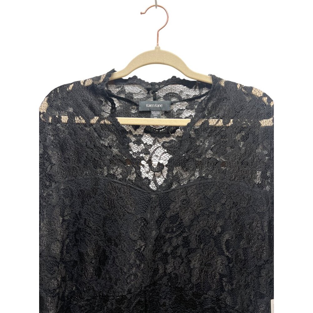Karen Kane NWT Black Lace Scalloped Sheath Dress - Picture 5 of 10